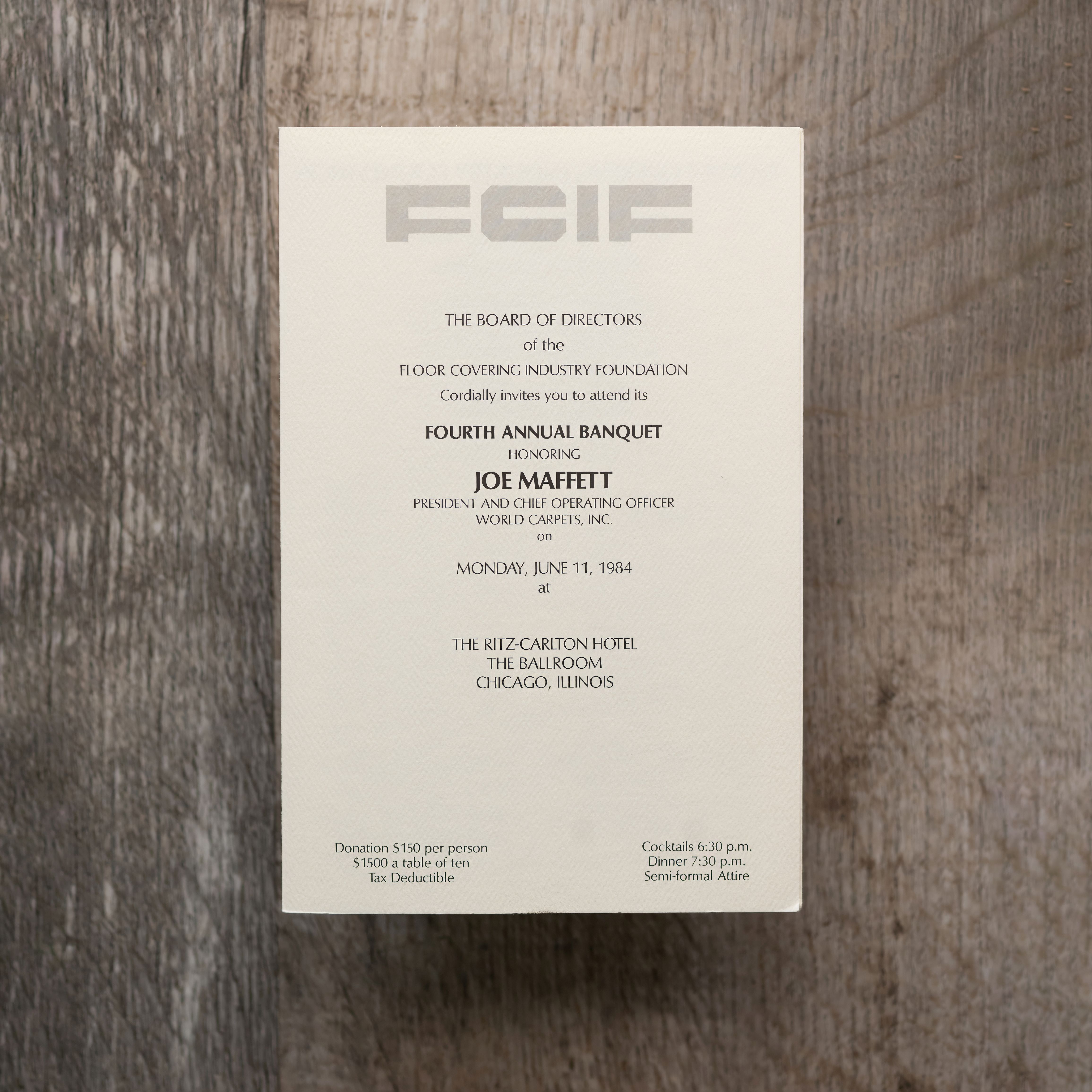 1984 Fourth Annual Banquet Invitation